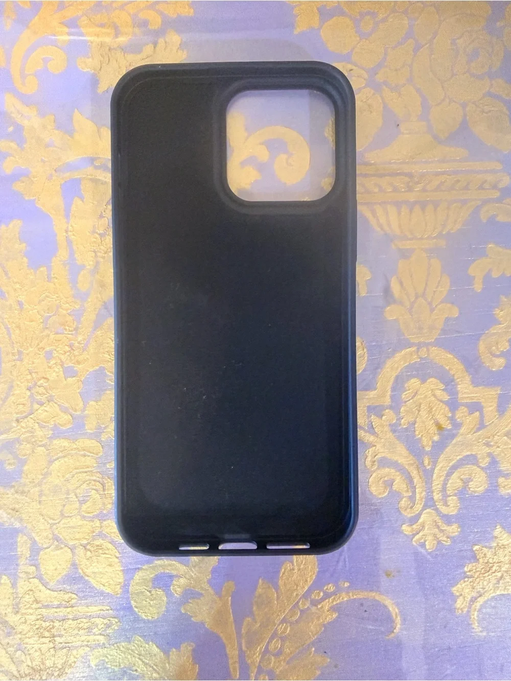 Black MagSafe-Compatible Phone Case with Silver Glitter Ring